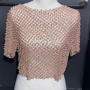Windsor Rose Gold Mesh Beaded Top